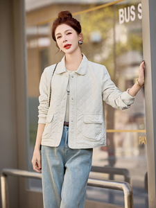 粉色菱格小香风短外套女2026春秋新款洋气减龄小个子休闲百搭上衣图片