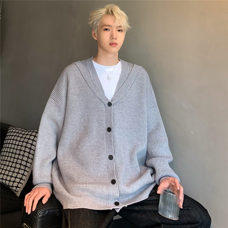 针织开衫外套男款秋冬V领落肩袖毛衣M20-P68,男装针织衫/毛衣,电商C307A