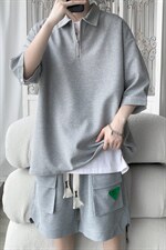 TZ67570/P60夏季华夫格套装男T恤Polo衫男短裤宽松两件套也可单卖，男装牛仔裤，电商A141