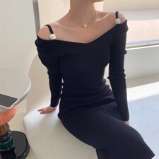 珍珠扣针织裙，其它，HE