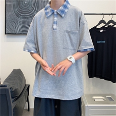 夏季学生翻领ins短袖T恤男韩版宽松五分袖POLO衫体恤T608-P35，男装T恤，星座512-2