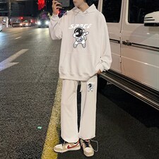 2025秋季新款连帽卫衣套装华夫格情侣装潮XZ102A-4-HF0039-P78，男装休闲套装，星座211-2