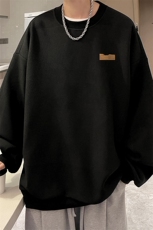 华夫格卫衣圆领卫衣男大码长袖t恤男外套HW76293-P30加绒款-P40，男装卫衣，电商A040