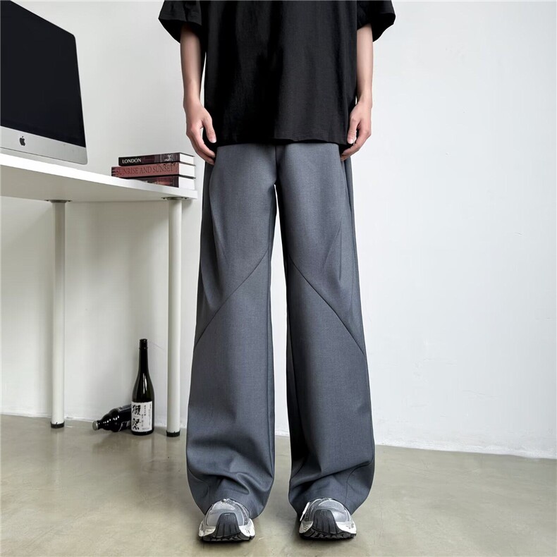 休闲西裤男士韩版潮流褶皱帅气百搭垂感2025春季ins长裤K6067-P43，男装西裤，星座412-3