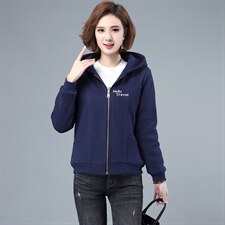 时尚女装加绒连帽刺绣外套保暖显瘦秋冬必备，女装卫衣/绒衫，依恋蒂丝