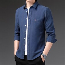 DN8926限价128元男士2023年秋季长袖衬衫免烫商务休闲修身衬衣P55图片