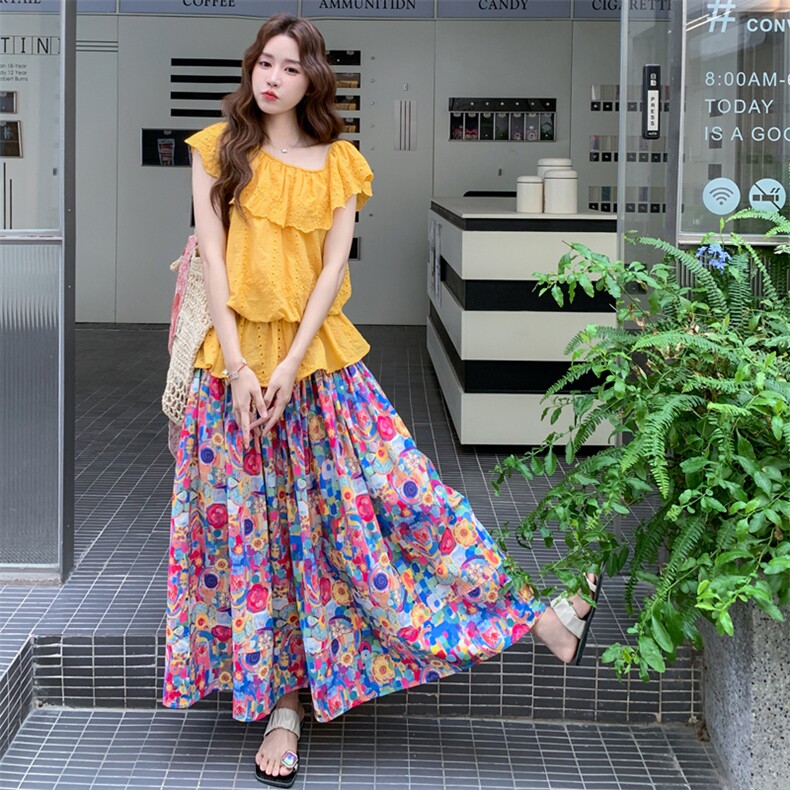 【现货】蕾丝露肩上衣碎花半身裙套装2C158-8693-P145-K208,女装套装/套裙,2C158