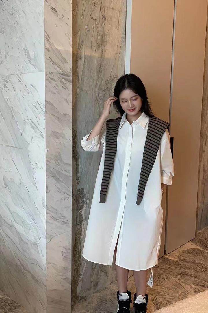 秋季披肩衬衫裙，女装衬衫，吉之红