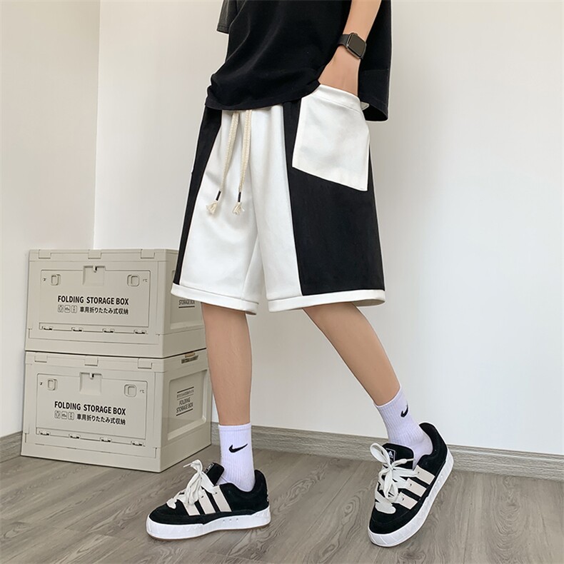 XZ514-2-1517-P43麂皮绒篮球休闲短裤男设计感高中生拼色五分裤,男装休闲裤,星座514-2(原B239)