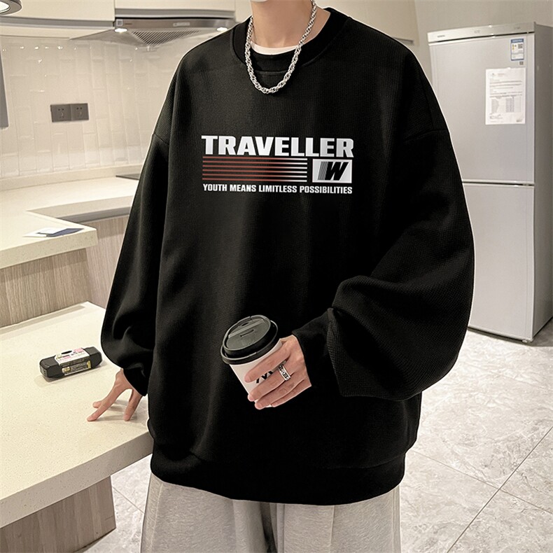 华夫格卫衣圆领卫衣男大码长袖t恤男外套HW76359-P30,男装卫衣,电商A040