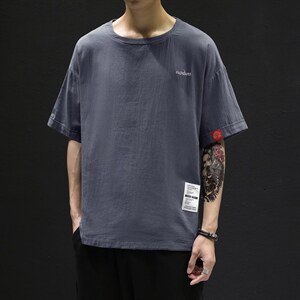 T215大货主推男士休闲圆领风棉麻亚麻T恤大码民族服透气凉爽，男装T恤，星座115A(原星座507）