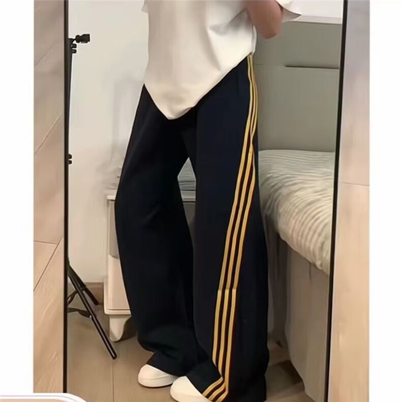 现货美式宽松华棉复合三条杠运动休闲宽松卫裤男K324P38,男装休闲裤,星座205-3