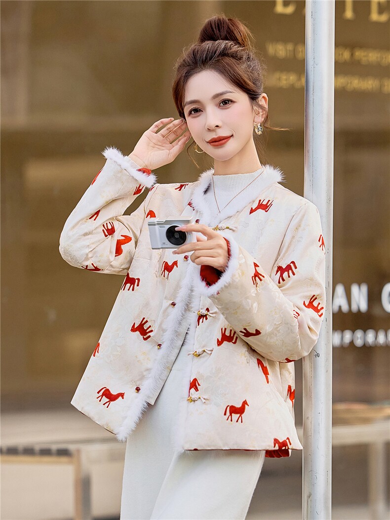 现货！2025年冬季保暖中式马上有钱款网红淑女韩式双面双穿羽绒服,女装羽绒服,众宇琦