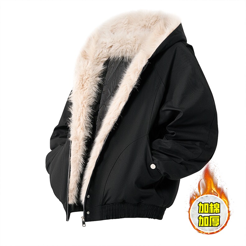 现货高品质美式高街冬季重磅硬挺短款座山雕毛领棉衣男女加厚外套，男装棉衣，电商A486