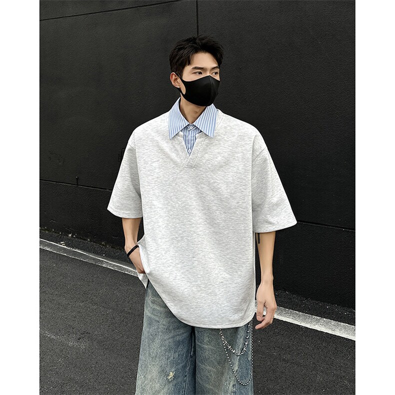 【现货】T1009-P30特控58大码衬衫V领短袖,男装T恤,电商D232