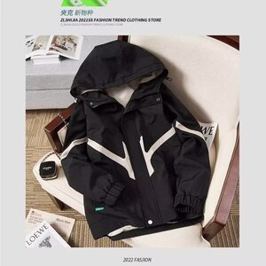 J9835-P67新款拼色防风拉链连帽冲锋衣外套图片