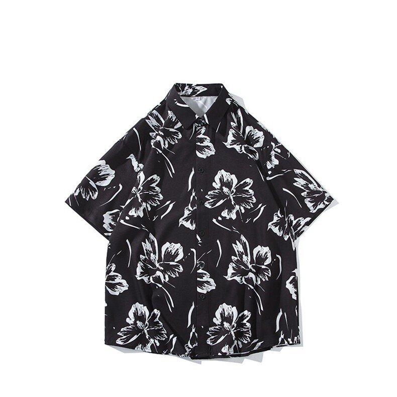 精品花衬衫男短袖夏季痞帅休闲上衣服外套翻领大码衬衣男A012/P35,男装衬衫,电商A012