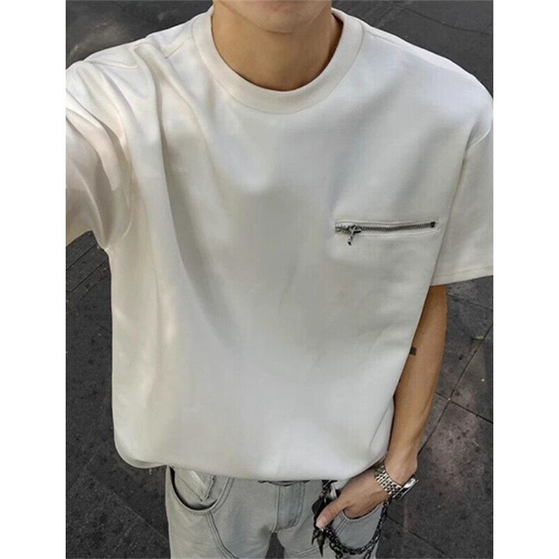 短袖男款夏季cleanfit潮牌小领口t恤高级感小众拉链半袖TB18,男装T恤,星座1116A（原606A-3）