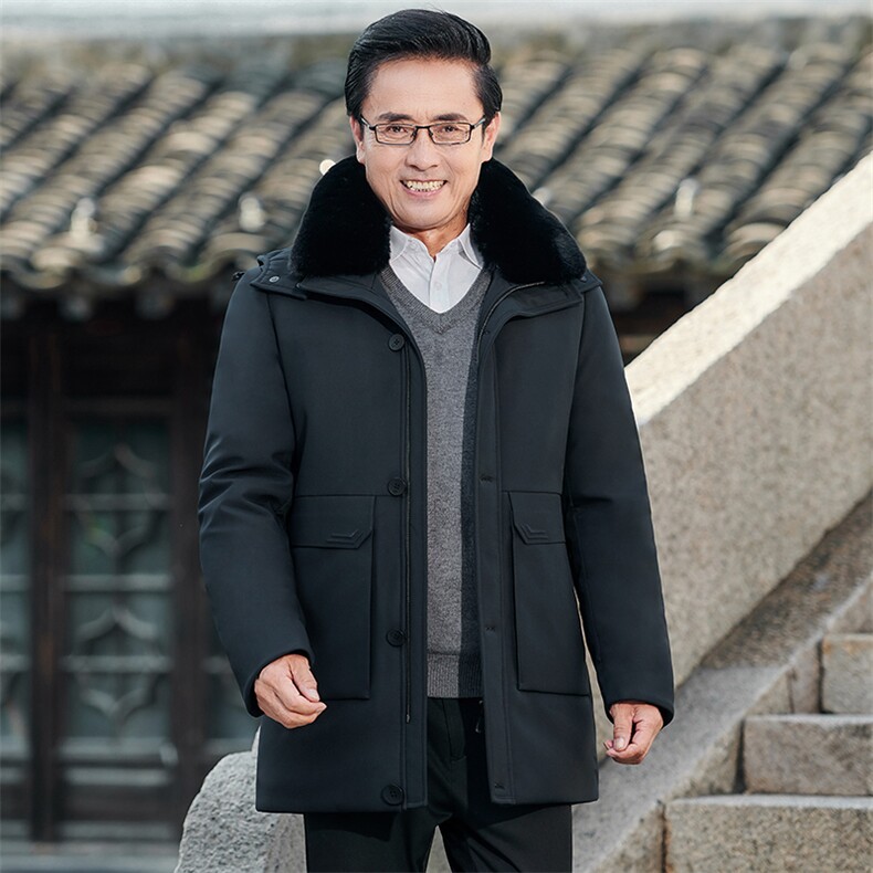 冬季男士可脱卸毛领内胆棉服爸爸装新款中老年加厚保暖棉衣外套,男装棉衣,电商B212（原钱塘6029）