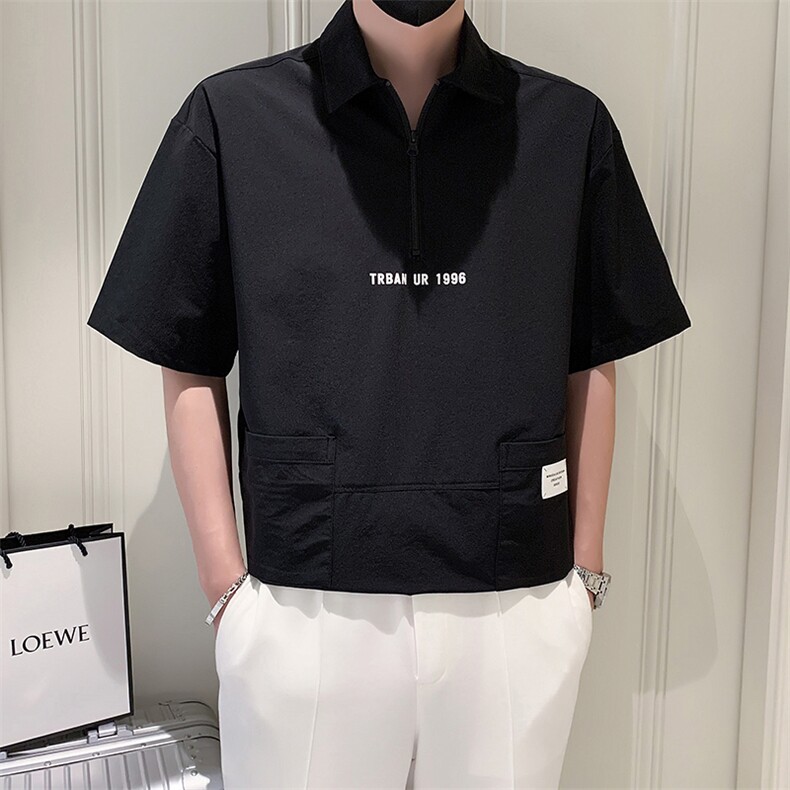 23年夏季男士翻领T恤A210-8035-p4890%锦纶10%氨纶,男装T恤,电商A210