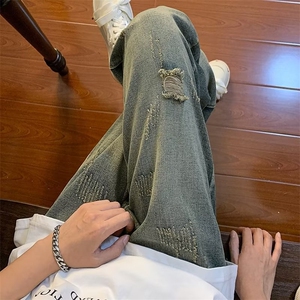 潮水洗时尚夏季长裤慵懒中腰拉链牛仔裤N1045P40图片