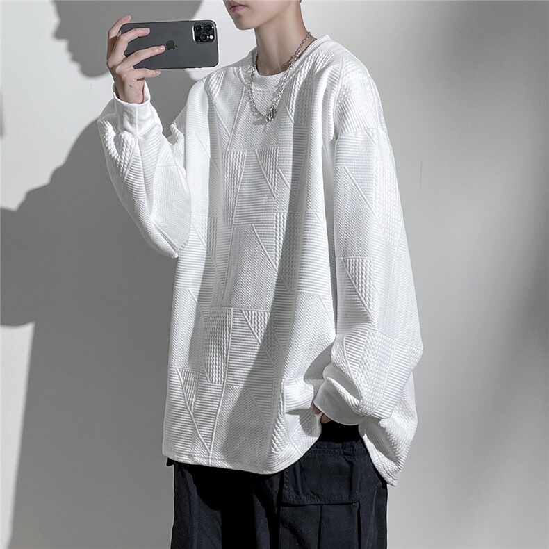 立体菱形三角花纹大码M-5XL卫衣男聚酯纤维95%氨纶5%WY77054P38，男装卫衣，星座226-2