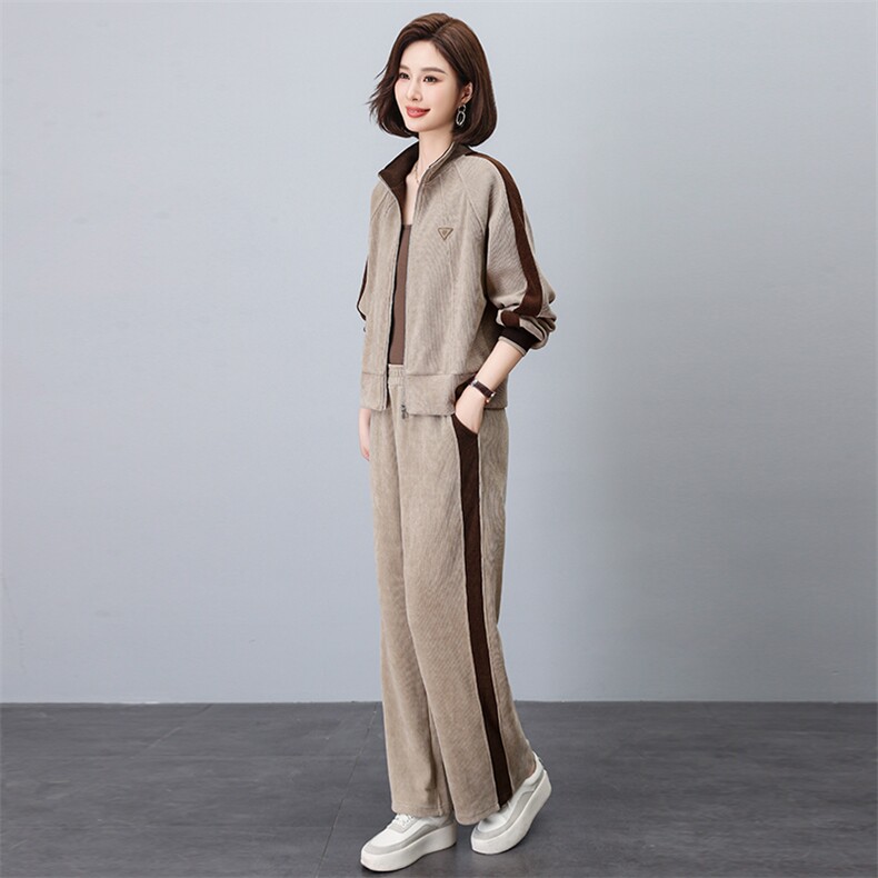 时尚休闲套装女春秋季2024新款秋装妈妈高端洋气阔腿裤两件套,女装套装/套裙,忆绮罗