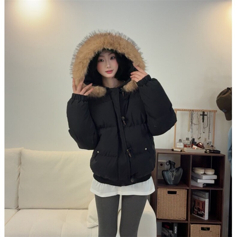 韩版纯色大毛领面包服情侣棉服514-923-P108,男装棉衣,星座514