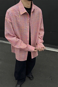 2026春季格子衬衫叠穿衬衣撞色薄长袖外套男女 C6034-TP4068图片