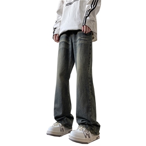 美式ins高街hiphop重工艺水洗微喇复古蓝牛仔裤货号K2320-1P55图片