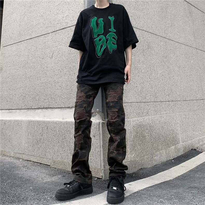 喇叭裤牛仔裤水洗拉链长裤男潮潮流气质青春流行新款直脚B38P65,男装牛仔裤,星座1116-2
