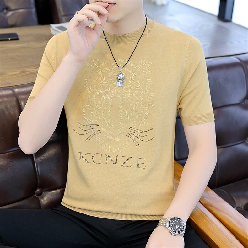 夏季薄款男士圆领短袖t恤时尚休闲2023新款打底衫修身上衣服体恤,男装T恤,电商B212（原钱塘6029）