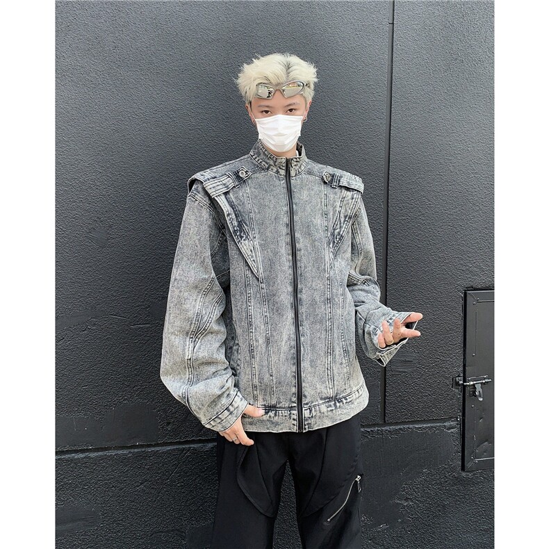 美式复古牛仔外套潮牌欧美街头cleanfit机车服夹克男W6368-P72,男装夹克,星座412-3