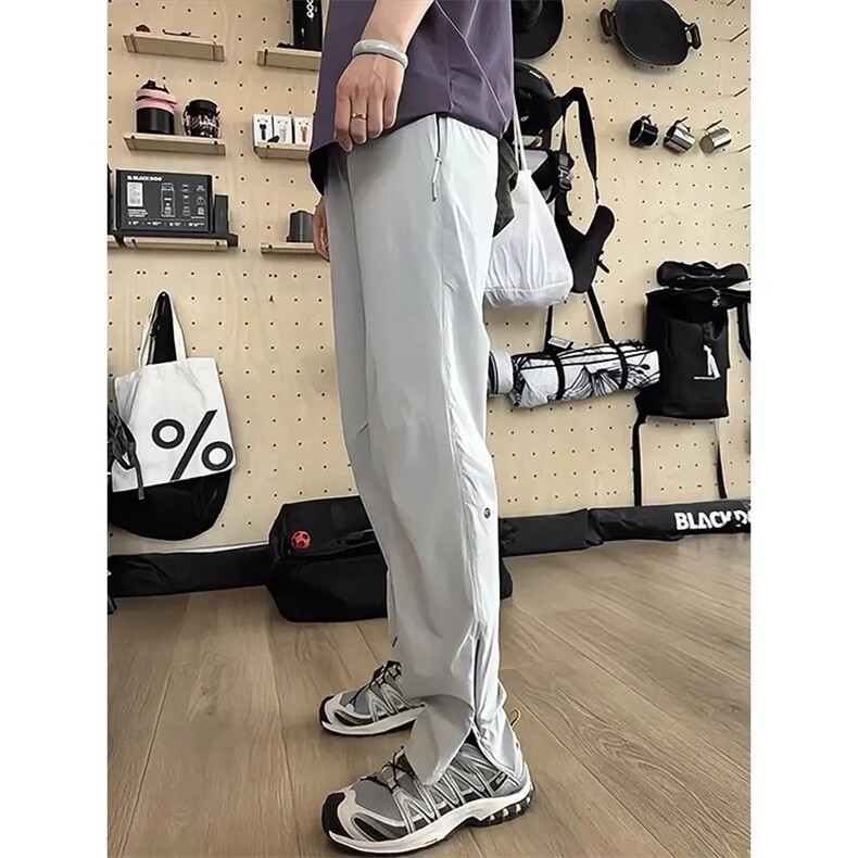 拉链开叉冰感裤子男款夏季透气速干冲锋裤直筒工装裤XZK614图片