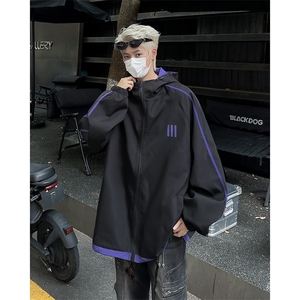 2024新款拼色连帽冲锋衣外套男运动百搭长袖外穿现货 W8438-P56图片