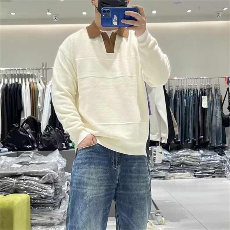 [005]秋冬季小众polo长袖t恤男美式复古打底衫毛衣A079-M28-P59,男装T恤,电商A079