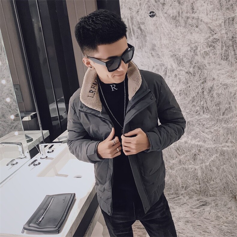 pu皮羽绒服社会小伙ins刺绣毛领立领冬季潮男外套C301B-YR01,男装羽绒服,电商C301B