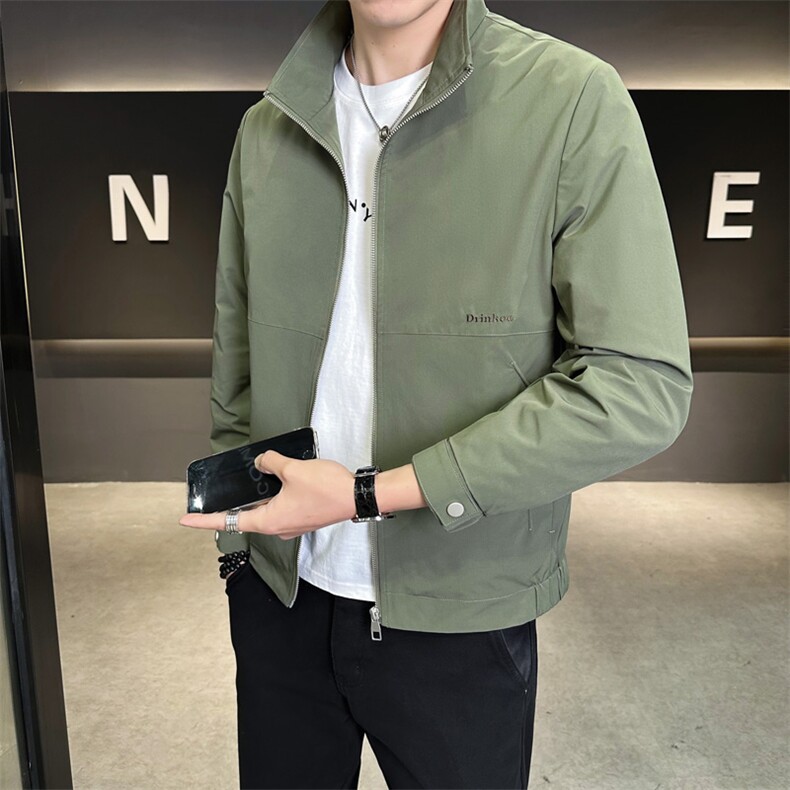 夹克男翻领韩版修身轻商务纯色刺绣外套A329-JK5086-P95，男装夹克，电商A329