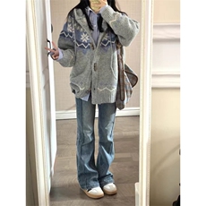 女风牛角扣马海毛费尔岛开衫毛衣MY097-P65，男装针织衫/毛衣，星座313A(原308A-2)