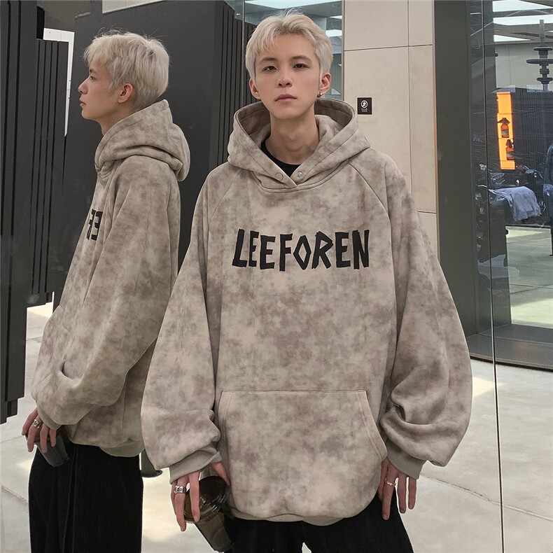 重工水洗扎染情侣男2024春秋款复古做脏做旧连帽长袖卫衣W90-P68,男装卫衣,电商C307