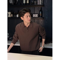 有时毛衣针织翻领poloV领针织衫D2511-P65，男装针织衫/毛衣，星座1012-1