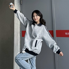 抖音得物高品质美式高街重磅结构设计拼接织带立领卫衣外套CM42，女装短外套，电商A486-1