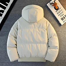 现货5W件冬季三防重磅boxy短款羽绒连帽PU皮棉衣外套防风加厚棉服，男装棉衣，电商A486-1
