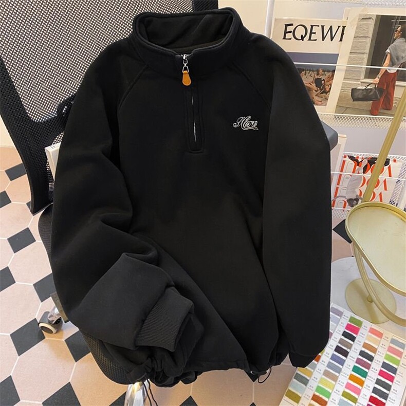 5575-P57潮牌小众设计感立领纯棉华棉复合休闲卫衣加绒,女装卫衣/绒衫,星座617A-2