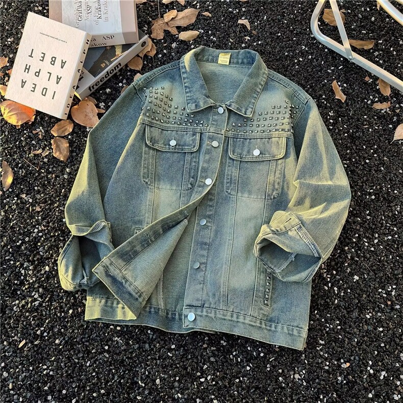 JK29-P722025新款美式复古水洗牛仔外套情侣街头做旧夹克潮流,男装工装外套,电商B323A