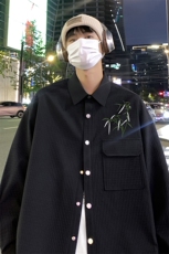 港风23新款秋季时尚百搭宽松印花情侣翻领衬衫外套S6901P45控68，男装衬衫，电商A268A