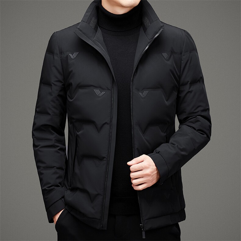 高端中老年80白鹅绒羽绒服夹克冬季新款男潮牌加厚立领羽绒服外套,男装羽绒服,钱塘723