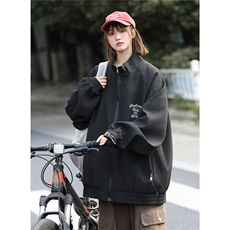 港风2026秋装新款宽松大码夹克男坑条秋季绣花外套S341-P88控118，男装夹克，电商A233-1