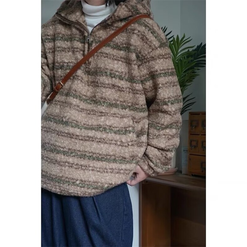 B12-P612025新款秋冬毛呢连帽卫衣男女日系潮牌宽松休闲，男装卫衣，电商B323A