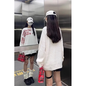 MM109-P68 软糯毛衣秋冬新款美式复古创意字母设计感宽松百搭针织图片